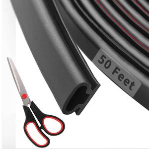lot 9931 image: 50 Feet D-Shape Rubber Weather Stripping Door Seal Strip, Fingwerk Self-Adhesive Backing Door Weatherstripping for Door Frame Insulation Large Gap, Easy Cut to Size with Tailor Scissors(Black)