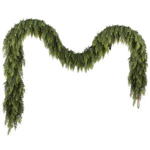 lot 9942 image: N&T NIETING 9ft Christmas Cedar Garland with Realistic Soft Thickness Pine, Artificial Green Faux Cedar Pine Garland for Fireplace Mantle Fireplace Indoor Outdoor Holiday Party Home Decoration