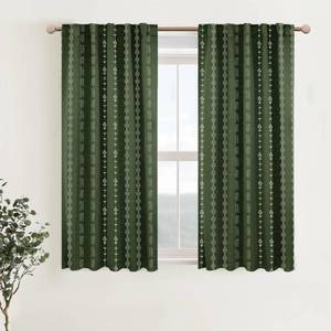 lot 9968 image: Bathroom Curtains Window,Dark Leaf Green Boho Floral Privacy Opaque Spring Kitchen Curtains 45 Inch Length