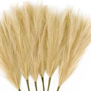 lot 9978 image: Tender Epoch 6 PCS Faux Pampas Grass Arrangement - 1845cm Artificial Fluffy Pompous Grass Stems for Boho Chic Home and Wedding Decor (Khaki)