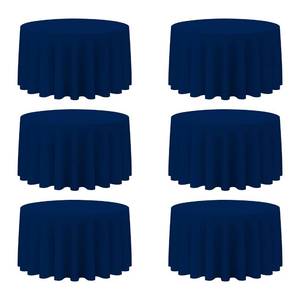 lot 9990 image: BRILLMAX 6 Pack Navy Blue Round Tablecloths 120 Inch - Circle Bulk Linen Polyester Fabric Washable Table Cloth Covers for Wedding Reception Banquet Birthday Party Buffet Restaurant
