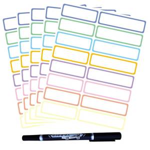 lot 9993 image: Waterproof Removable Name Labels for Children Colored Border Bottles Labels 320, Write-on Label Colorful Name Tags for Office, School Supplies, Home Storage Containers, Jars