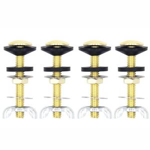 lot 9996 image: 4 Pack Toilet Tank to Bowl Bolt Kit, Brass Plated Heavy Duty Toilet Bolts Rustproof Bolt Stainless Steel Nut Washer with Double Rubber Washers for Toilet Tank Bolts (2.56 inch Bolts)
