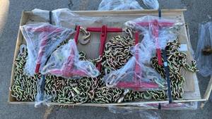 lot 285 image: Set of 5 Binders  10 Chains -&nbsp LandHonor 9200lb Ratchet Load Binder with G70 Transport Chain Set - LHR-RC9200