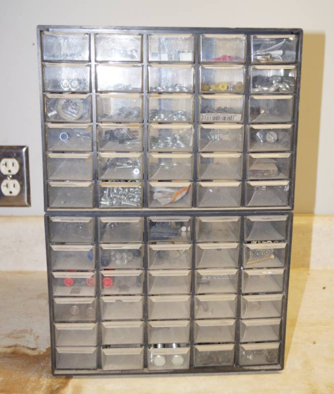 lot 1005 image: Lot of 2 Hardware Organizer Cabinets - Full of Hardware  - check out the pics