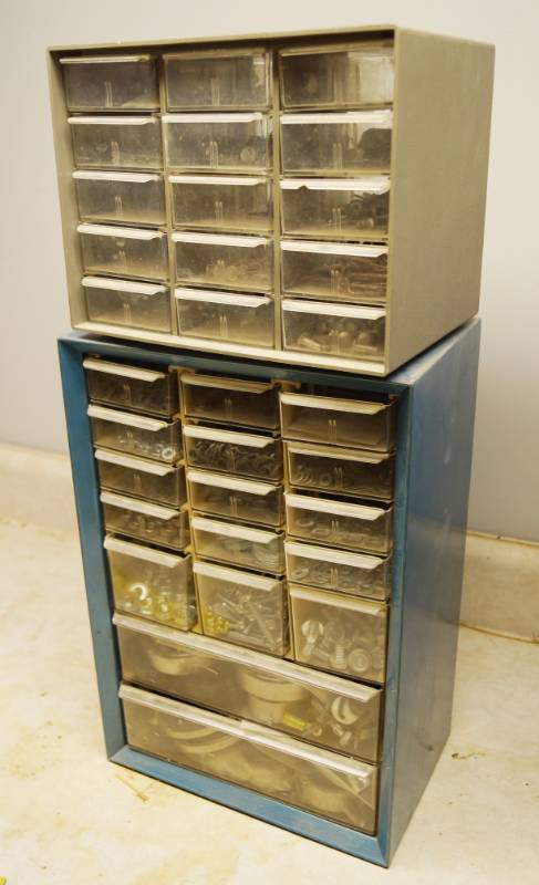 lot 1006 image: Lot of 2 Hardware Organizer Cabinets - valuable contents included - check out the pics