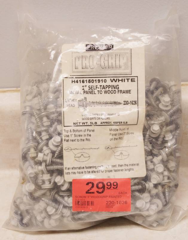lot 1021 image: BIG 5 lb. Bag of Sheet Metal Screws - 1 Self-Taping Metal Panel to Wood Frame Screws - WHITE H4161501910