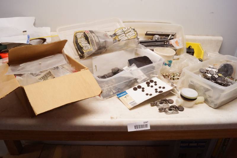 lot 1047 image: Lot of nuts, bolts, screws, mechanical items and more See photos - good stuff here Pad lock w key
