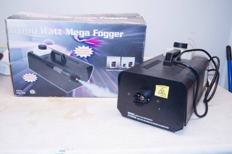lot 1048 image: Lot of Mega Fogger Fog Machines - appear to be parts machines w remotes