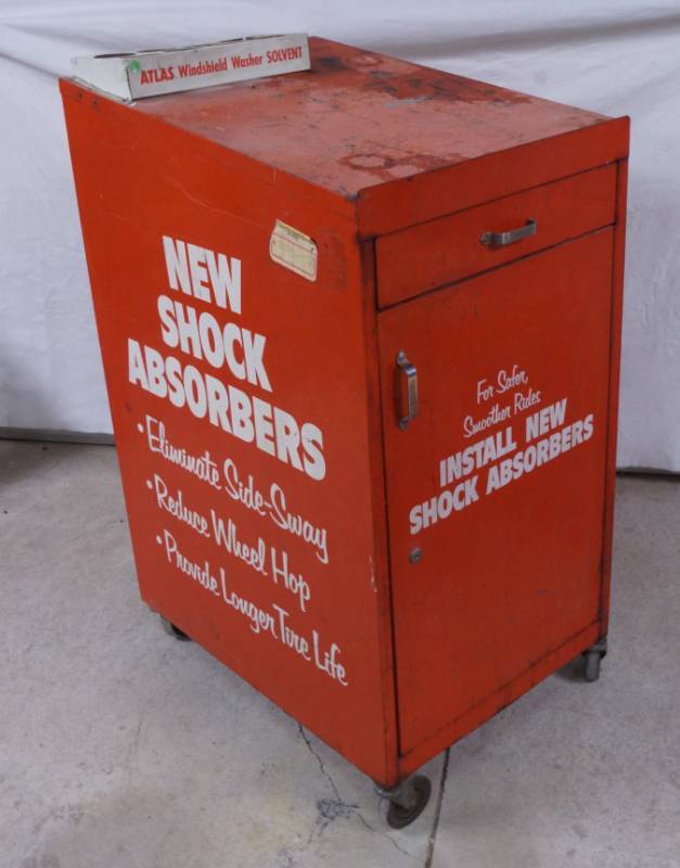 Vintage Atlas Shock Absorbers Garage Cabinet Great Condition For