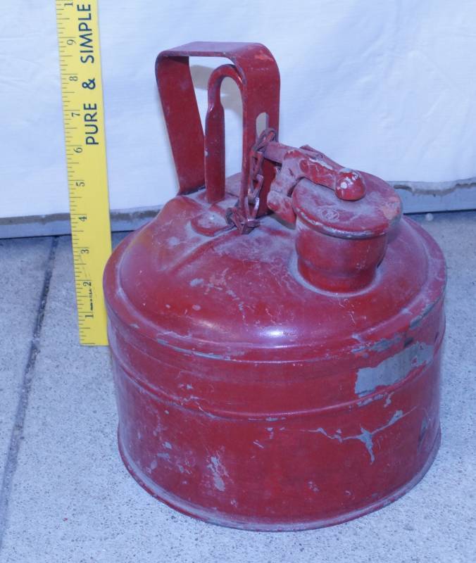 lot 1111 image: Small, Vintage Gas Can - Unique HandlePour Spout