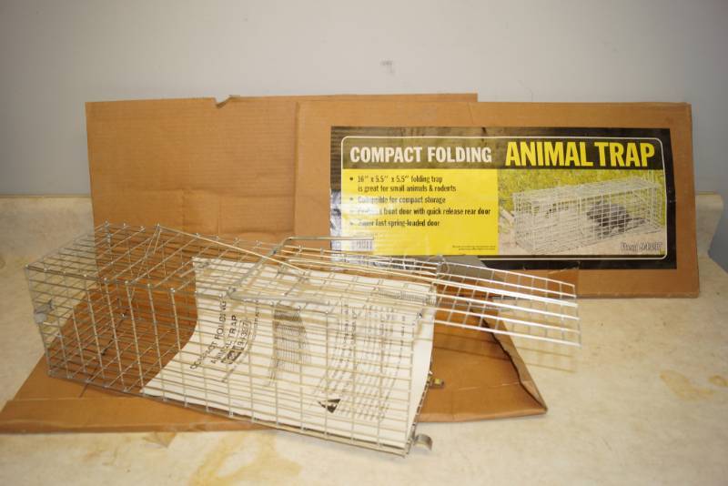 lot 1130 image: Lot of 2 Compact Folding Animal Traps - 16 x 5.5 x 5.5 - New in Boxes - Fold Flat
