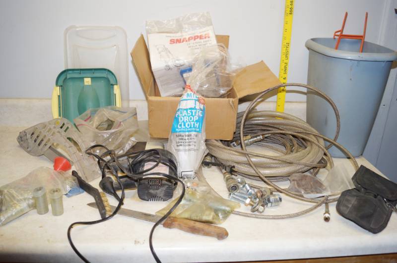 lot 1159 image: Garage Organizer Bins and hooks