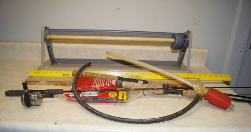 lot 1164 image: Misc. Lot - Gas Siphon Tool, Paper Roll Dispenser, filters and more