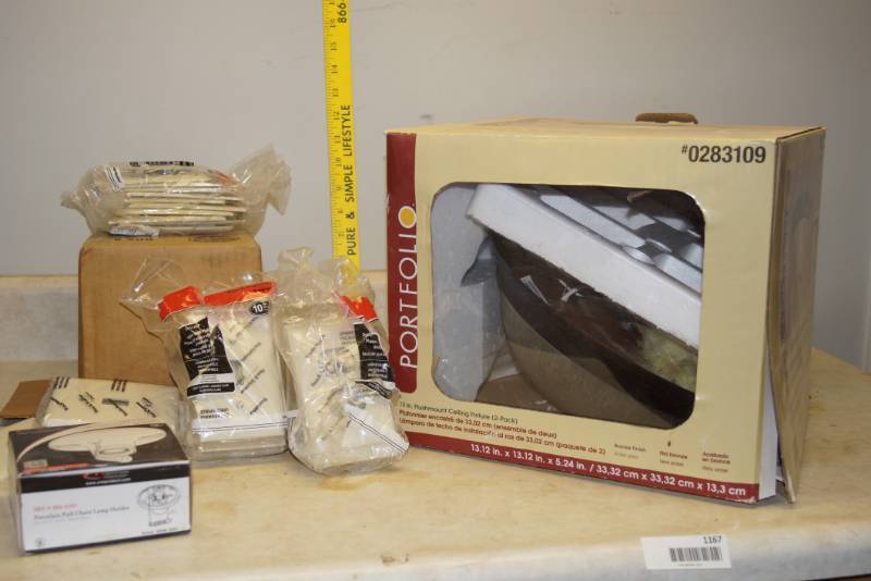 lot 1167 image: Lot of Electrical Light Switch plates, light fixture and more
