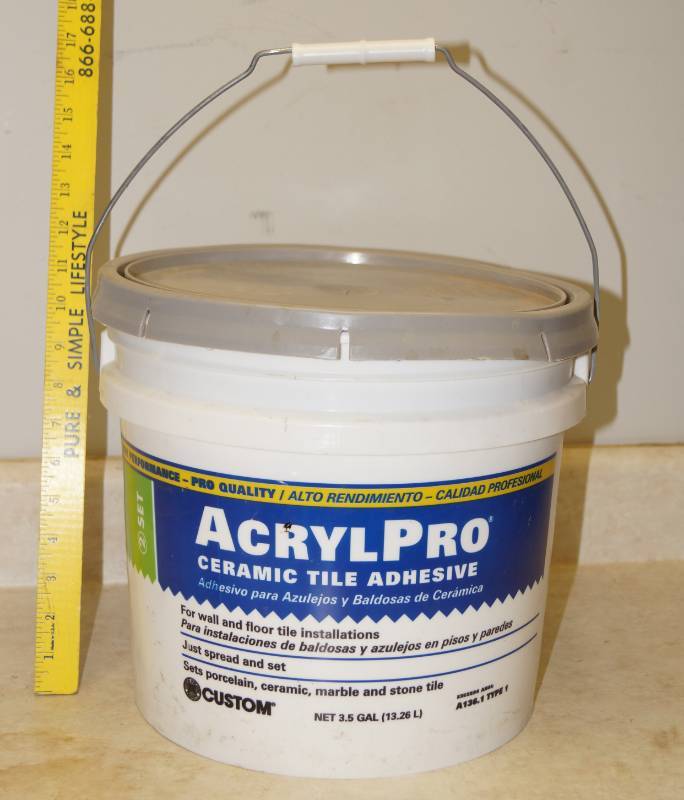 lot 1182 image: Bucket of ACRYLPRO Ceramic Tile Adhesive - Mostly Full - Not dried out