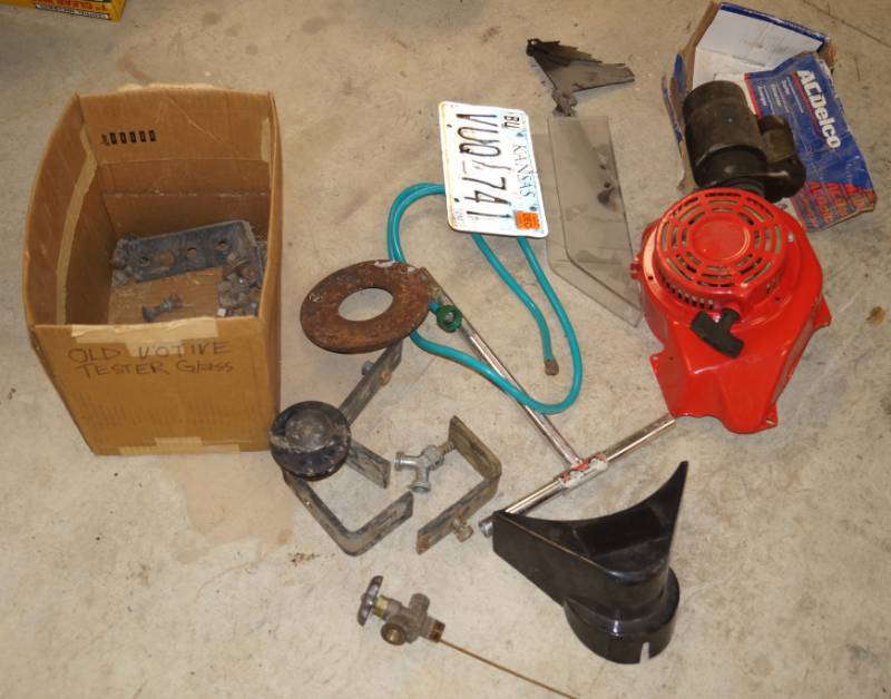 lot 1202 image: Misc. repair parts and braces, saw guard and more