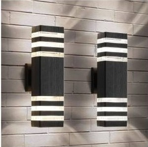 lot 56316 image: Modern Black UpDown Outdoor Wall Sconces - 2 Pack - Retail $45