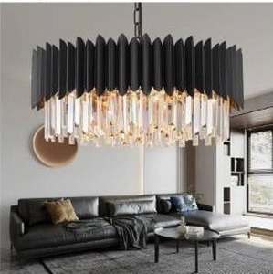 lot 56322 image: Modern Black Crystal Round Chandelier - Retail $162