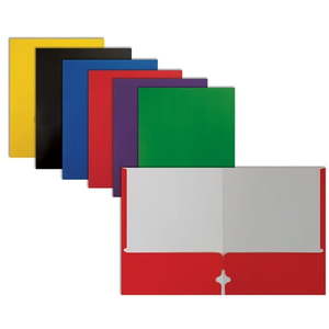 lot 57963 image: Letter Size Paper Portfolios by Better Office Products  Case of 100  Assorted Primary Colors  (Assorted  2 Pocket Paper Folders) - Retail $82