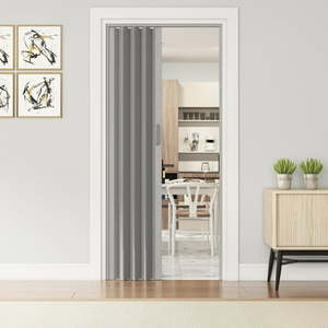 lot 57971 image: Techni Home Loft Series 48  W Premium Double Walled Foldable Accordion Doors  Grey 32 to 48W x 80H - Retail $113