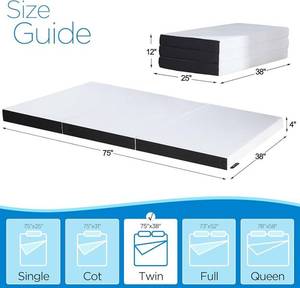 lot 57976 image: Roxzo 4-inch Twin Tri-Folding Memory Foam Mattress - Retail $129
