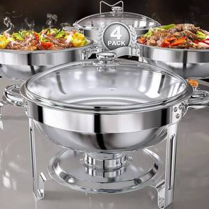 lot 7991 image: Professional 4-Pack Stainless Steel Chafing Dish Set - Retail $109