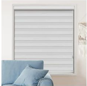 lot 58128 image: White Custom Zebra Window Blinds - Retail $40