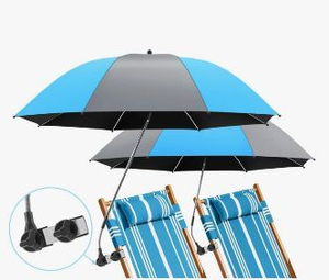 lot 58136 image: Blue and Grey Patio Umbrella with Cover - Retail $45
