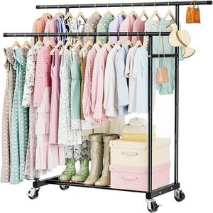 lot 59005 image: Double Rod Rolling Garment Rack - Retail $19