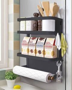 lot 59014 image: Magnetic Kitchen Organizer Rack with Paper Towel Holder - Item Varies Slightly from Photo Shown  - Retail $22