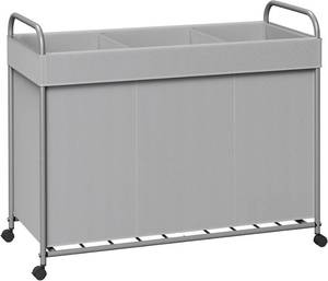 lot 59038 image: 3-Section Rolling Laundry Hamper - Retail $45