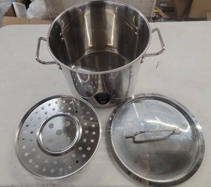 lot 56345 image: Stainless Steel Stock Pot with Easy Fill Water Spout - Retail $45