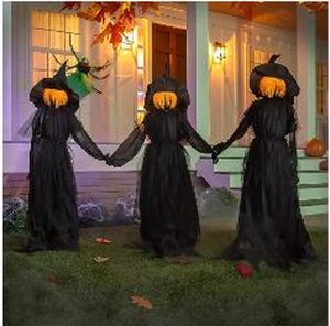 lot 58174 image: Light-Up Halloween Witch Sisters Outdoor Set - Retail $49