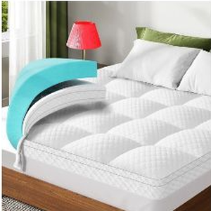 lot 58193 image: Queen Size Memory Foam Mattress Topper with Cooling Gel - Retail $89