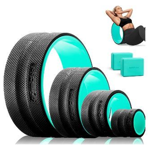 lot 58199 image: Foam Back Roller Wheel Set with Yoga Blocks no yoga blocks - Retail $47