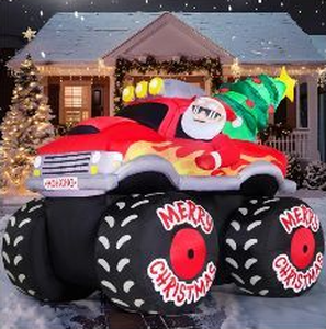 lot 58207 image: 8 ft long Christmas Inflatable Santa in Truck Decoration - Retail $94
