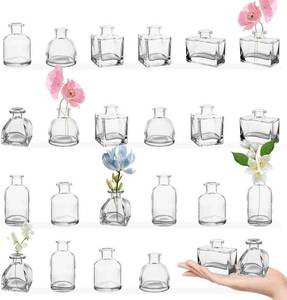 lot 59056 image: Mini Clear Glass Bud Vases Set of 28 - Retail $25