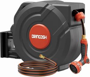 lot 59071 image: Drincosh Professional Retractable Garden Hose Reel - Retail $109