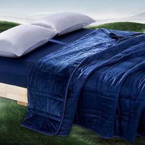 lot 59073 image: Luxury Navy Blue Velvet Weighted Blanket - Retail $149