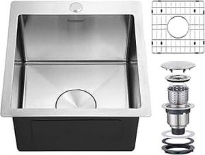 lot 59122 image: Suncano Drop-In Bar Sink with Grid 15x17x9 - Retail $98