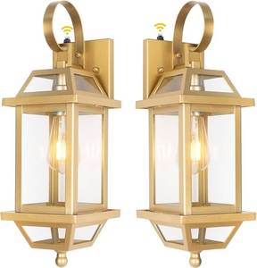lot 59125 image: Modern Gold Outdoor Wall Lantern Set of 2 - Retail $51