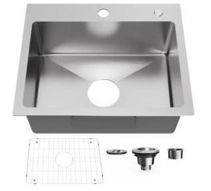 lot 59168 image: 20x16 Brushed Stainless Steel Kitchen Sink - Retail $89