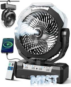 lot 59096 image: Portable Misting Fan with Power Bank - Retail $59