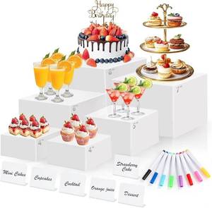 lot 59102 image: 6-Piece Acrylic Display Riser Set - Risers Only - Retail $32