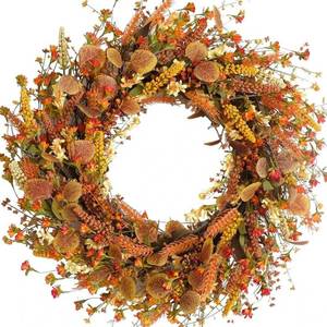 lot 59115 image: 18 Inch Fall Door Wreath - Retail $27