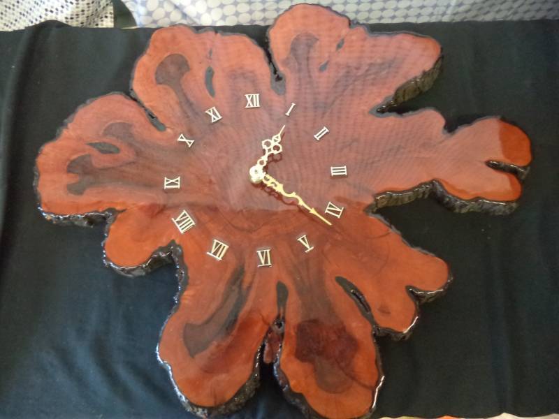 lot 2503 image: Unique Handmade Wood Clocks