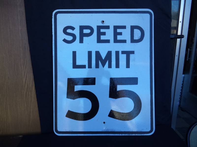 lot 2630 image: Metal Speed Limit 55 Sign
