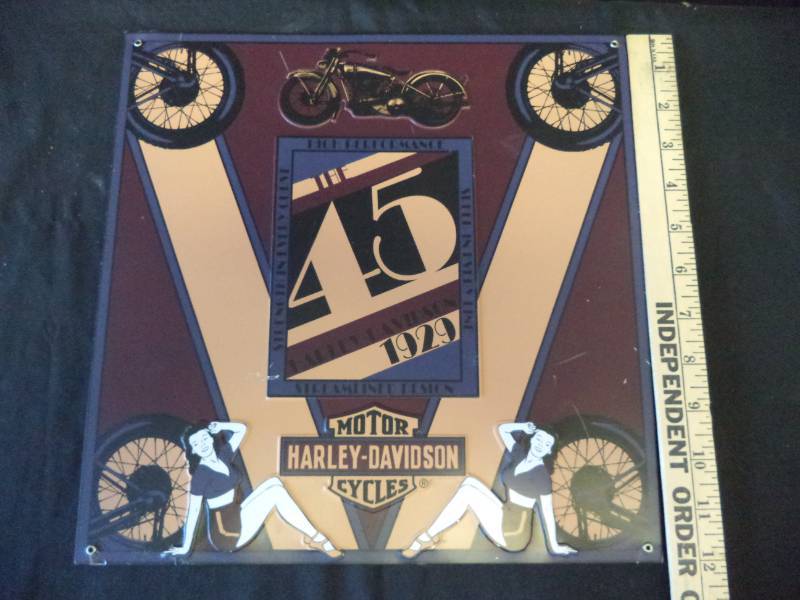 lot 2656 image: Harley Davidson 1929 Metal Sign 12 X 12
