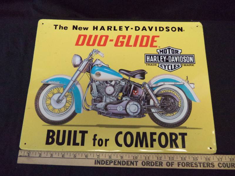 lot 2657 image: Harley Davidson Duo-Glide Metal Sign 17 X 13